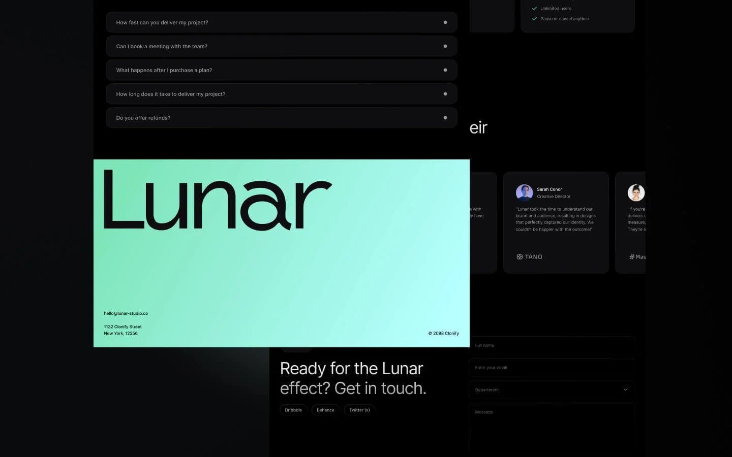 Lunar Pro Portfolio Agency Website Template By Tarik Eamin