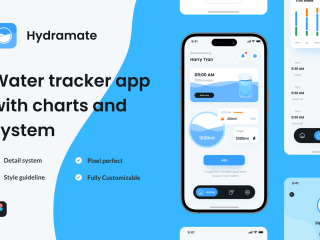 Hydramate: water traker app UI Design | Behance