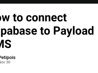 How to connect Supabase to Payload CMS