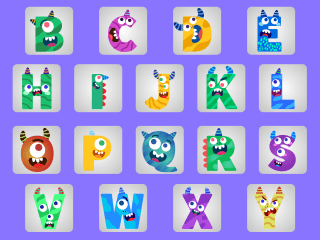 Animated Cute Monster Alphabet Board