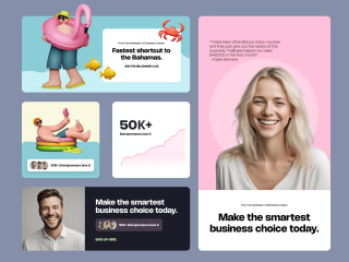 Entrepreneurs Coaching Platform UI and Ad Creatives