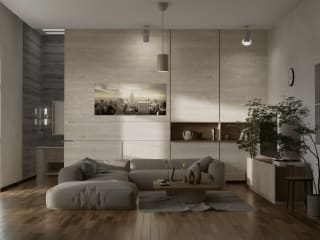 Living room render of a single-family home