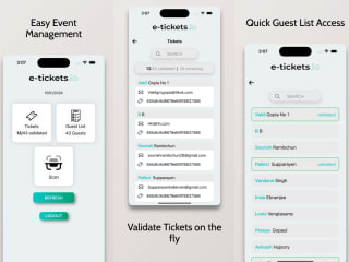 E-Tickets, QR ticket scanner app for fully managed show and even