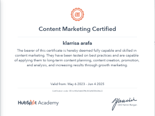 Content Marketing Certification from HubSpot