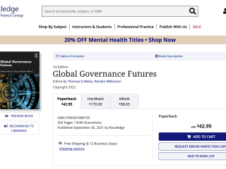 Routledge, Global Governance Futures