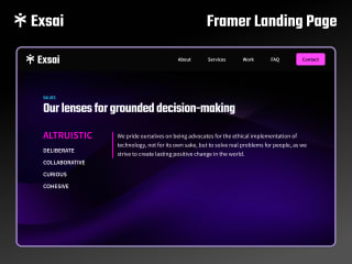 Exsai Design Studio, Landing Page Made In Framer