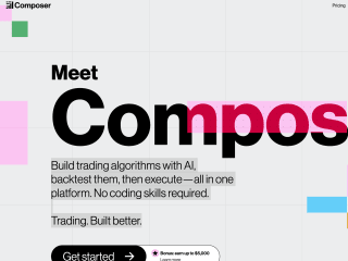 composer tradeProducts Platform Landing Page UI/UX Design