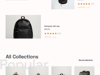 Ui/Ux website design for Bag Company