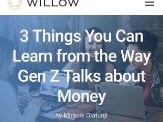 Personal Finance Article for Willow, Fintech Startup