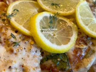 Creamy lemon chicken 😋 This dinner is super easy & pairs great 