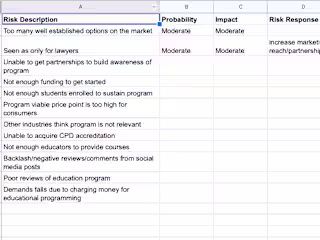 Marketing Research & Develop Project Risk Register