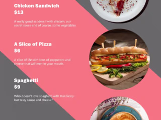 Restaurant menus I've worked on
