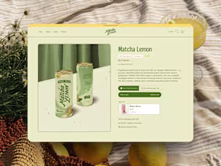 Matcha Lemon Drink Shopify Product Page Design