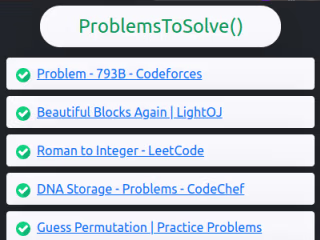 
Problems To Solve Next - Keep track of your unsolved problems