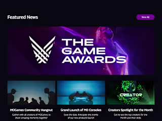Game Website landing page