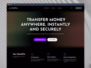 Marketing page for a money transfer app  