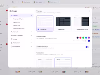 Productivity App Dashboard - Settings