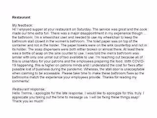 Accessibility Advocacy: Restaurant 