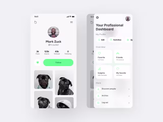 Social Media app - New side menu concept