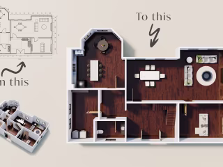 2D floor plan to 3D