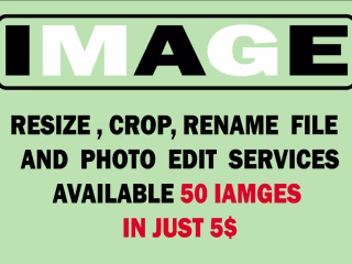 I will do resize, crop image, rename file, photo editing