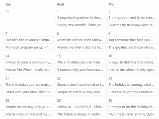 30 Days Instagram Content Calendar