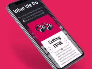 Mobile version of landing page with custom Product carousel.