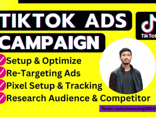 I will setup tik tok ads campaign, tik tok ads, tiktok advertis…