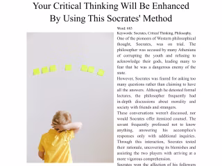 Your Critical Thinking Will Be Enhanced By Using This Socrates' 