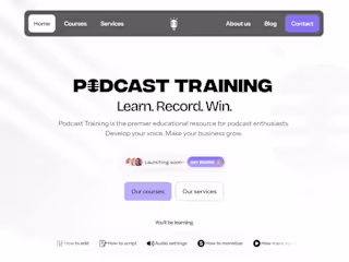 Multi-page site for podcast learning educational business
