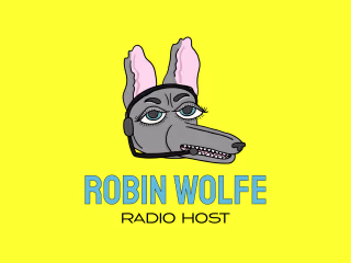 Retro logo design with custom illustration for a radio show host