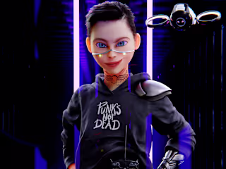 Stylized cyberpunk boy