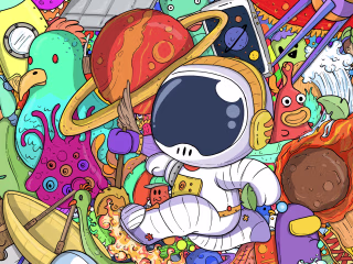 Galactic Doodles: A Cosmic Journey through Space and Planets