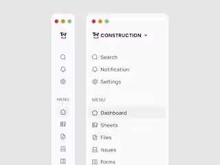 Construction SaaS Web App Sidebar Navigation Menu