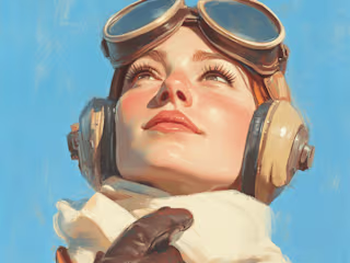 AI-Generated Vintage Aviator Illustration