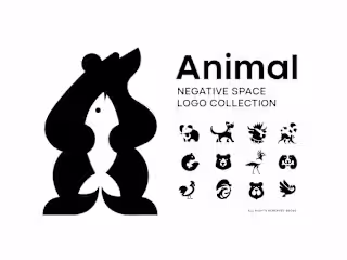 Animal negative space logo collection