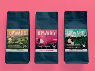 labels + illustrations for upward coffee