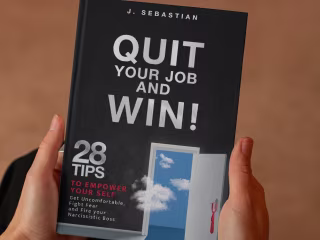 "Quit your job and win" book cover design