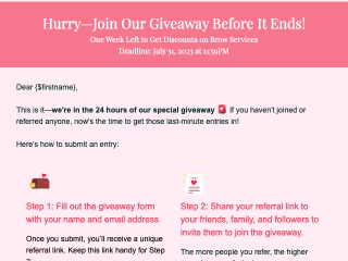 Eyecandy Lash Beauty — Giveaway Email Campaign [IN PROGRESS]