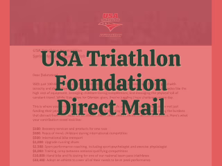USA Triathlon Foundation Direct Mail Content