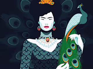 "Woman with Peacock" - NFT art.