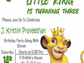 Birthday Invitation Lion King theme