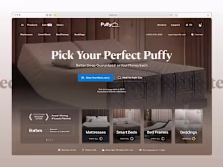 Redesign of Puffy.com | Above the fold