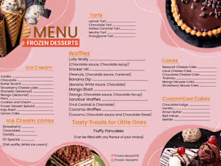 Menu Design Of A Dessert Shop