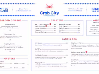 Crab City Restaurant Menu Design