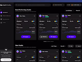Crypto whales platform. Landing page and Dashboard