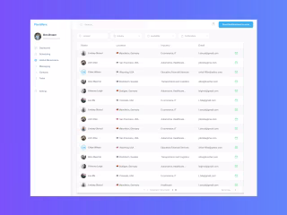 Employee data table view + profile card for FlexWerx