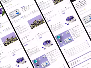 AATRI Blue Tea - Landing Page Design + Packaging Design