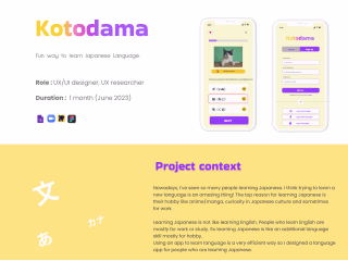 Kotodama Japanese language app UX case study