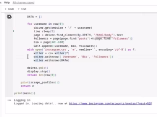 Instagram usernames and profiles data extraction